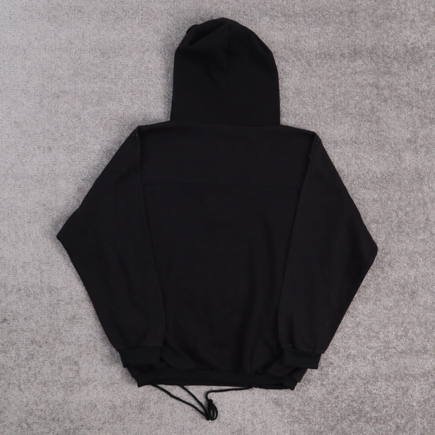 Felpa con cappuccio pullover vintage anni 80 PONY media tinta unita nera 1 4 zip manica lunga