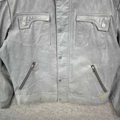 Ferarri Jacket Mens Large Grey PUMA Scuderia 100% Genuine Leather F1 Racing Coat - Picture 3 of 15