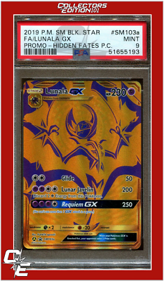 Pokemon Lunala GX SM103A Gold Full Art Promo Card SM Hidden Fates:  : Toys