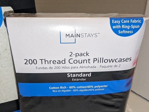 Mainstays Ring Spun Yarn Easy Care Queen Sheet Set With Extra Pillowcases Black - Picture 6 of 6