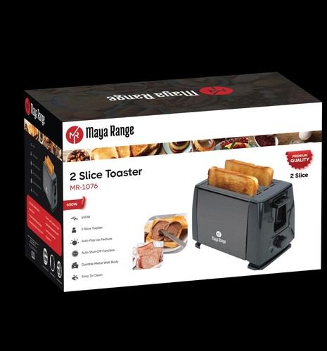Black Toaster 2 Slice 650W Variable Browning Control with Crumb Tray Kitchen UK - Picture 2 of 8