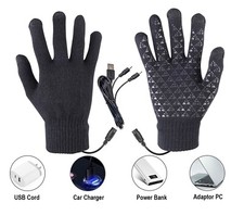 USB Heated Gloves Windproof Rechargeable Touchscreen Skiing Gloves for Men Women