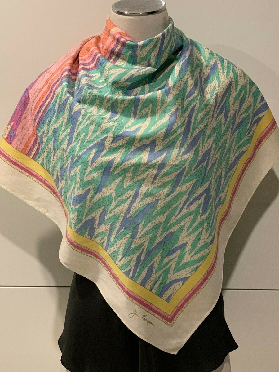 JIM THOMPSON Silk Twill Chevron Striped Pinks,Green,Gold Fleck