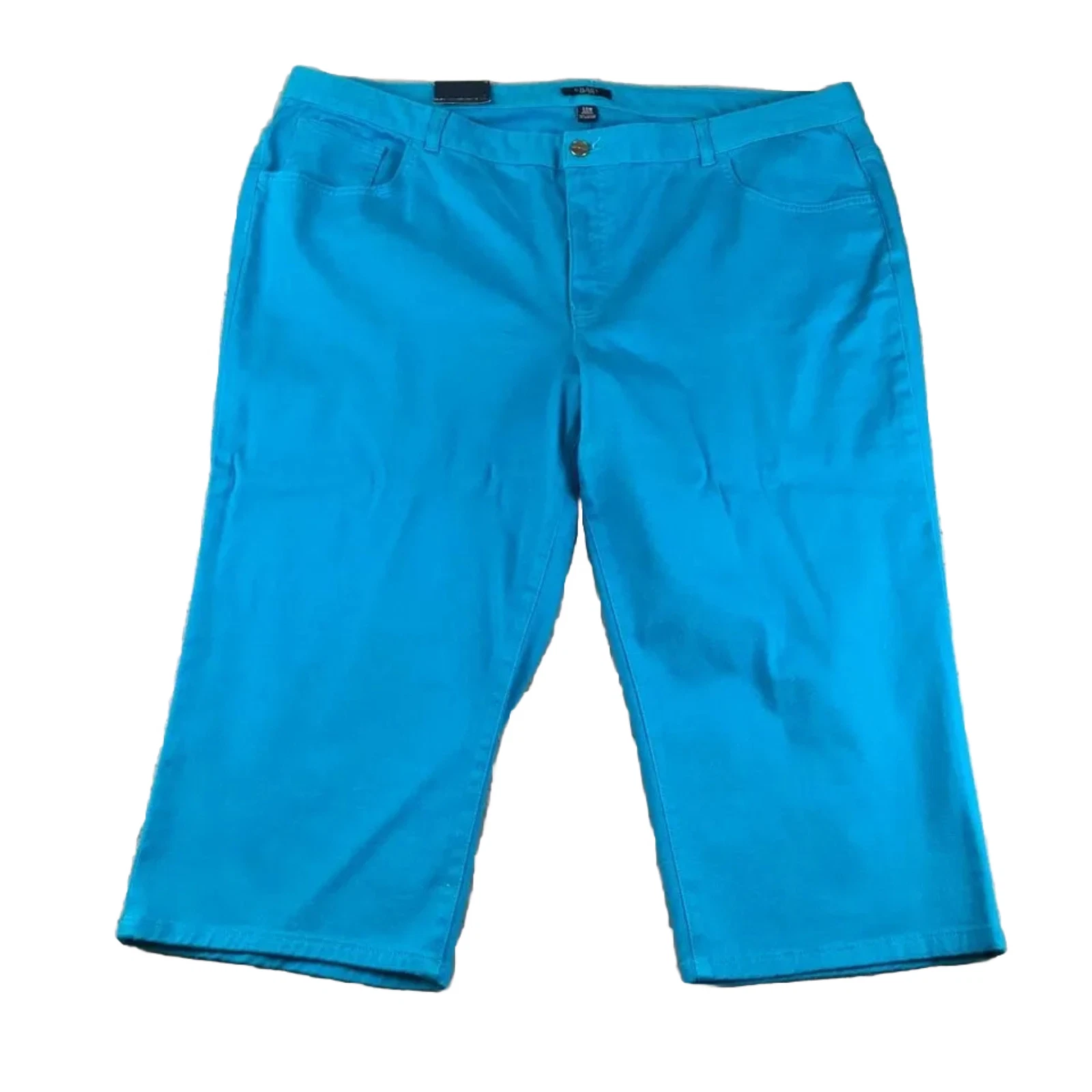 Chaps Pants Womens 24W Blue Flat Front High Rise Straight Leg Capris NWT