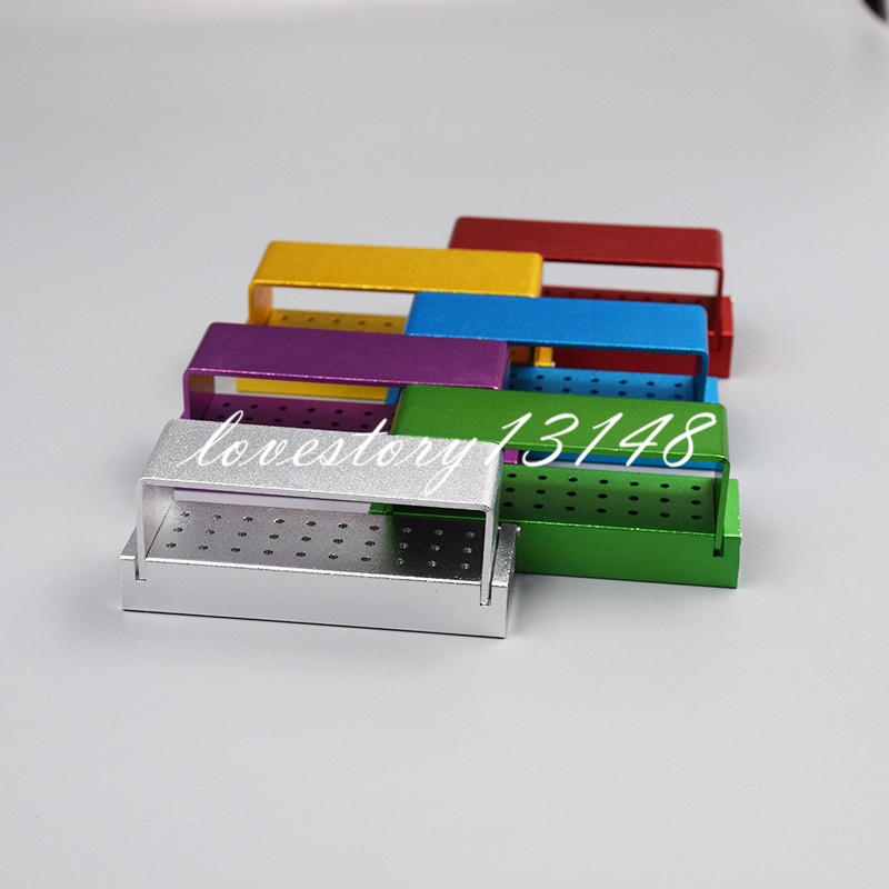 30 Holes Aluminium Dental Burs Holder Block Box Disinfection Case