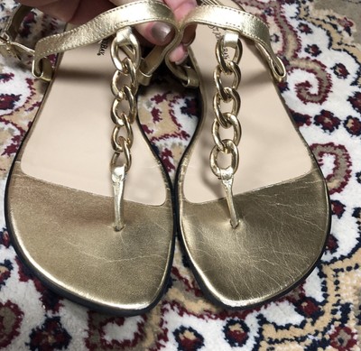 St. Johns Bay Gold Leather Sandals With Chain 8 M | eBay
