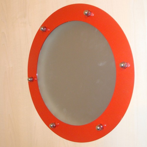 OJO DE BUEY PARA PUERTAS ACERO INOXIDABLE ROJO (RAL 3020) phi 230 mm plano - Imagen 7 de 9