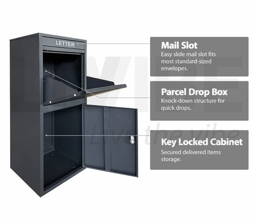 Glasshaus Post Parcel Letterbox Package Mailbox Safe Drop Lockable Storage Black - Picture 8 of 10