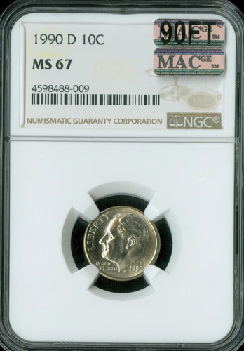 1990 D ROOSEVELT DIME NGC MS67 MAC 90FT PQ  FINEST RARE SPOTLESS $4,000 IN FT *