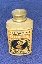 Dentista en polvo dentista de hojalata Corega vintage Wilson's tamaño de muestra