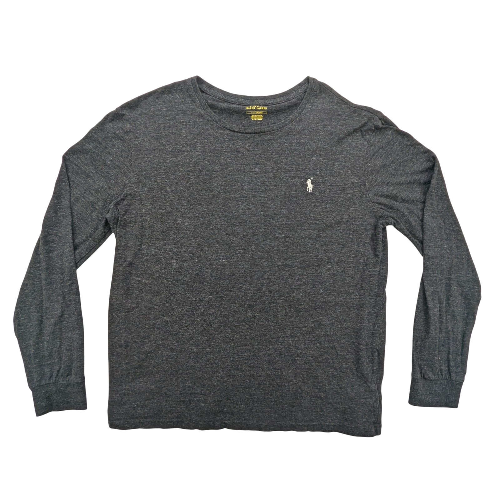 PONY Polo Ralph Lauren camicia uomo grande manica lunga grigia girocollo logo maglietta classica