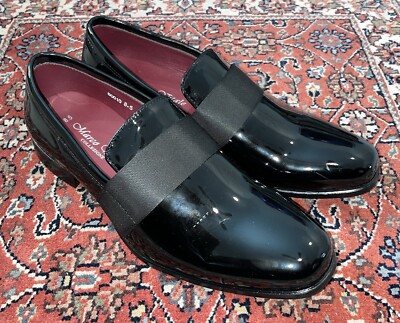 New Marco Vitale Collection Mens Black Patent Formal Dress Shoes Size 8.5