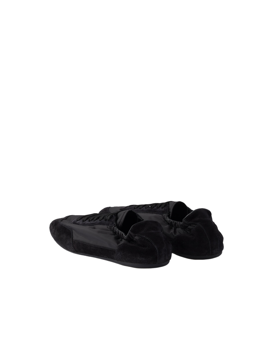 PRADA Collapse $975 Re-Nylon Black And Suede Elasticized Sneakers