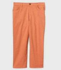 26W Ava Viv Womens Plus High-rise Wide Leg Ankle Length Chino Pants Coral