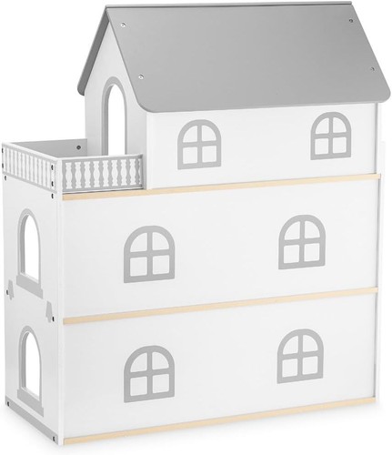 Casa Delle Bambole in Legno Con Terrazza - Struttura a 3 Livelli Con 5 Camere E - Foto 6 di 11