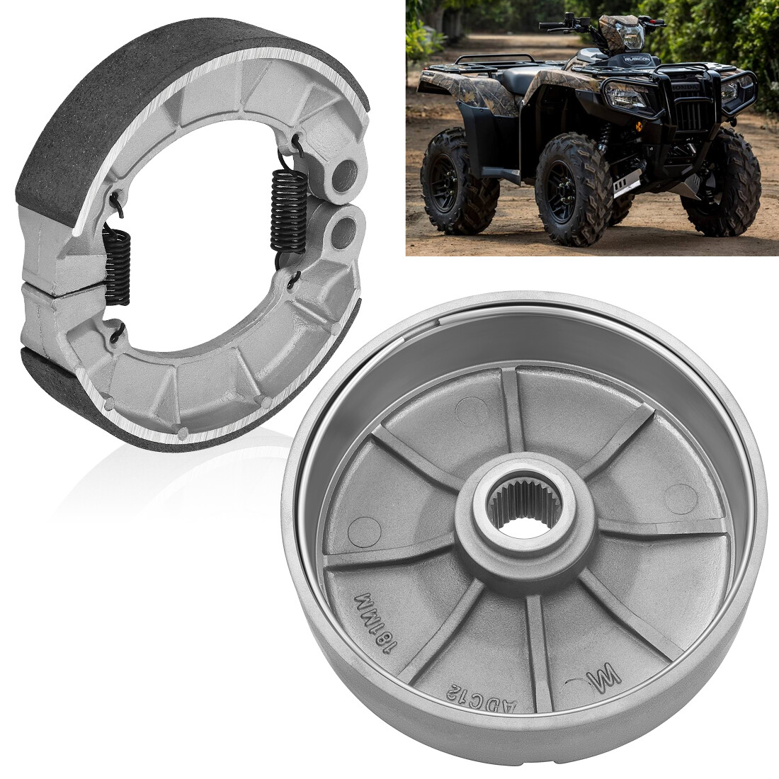 Rear Brake Drum Hub & Shoes for Honda Foreman 500 TRX500FE/FM/FPE/FPM/TM 2005-13