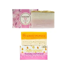 G21 Golden Dust Glass Skin Soap & Duo Kojic Papaya Honey Oatmeal Soap Combo