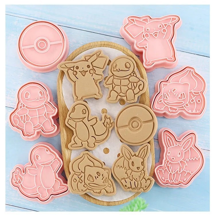 Pokemon Molde De Galleta Pikachu Lote 6 Piezas Pastel Eevee Squirtle Charmander