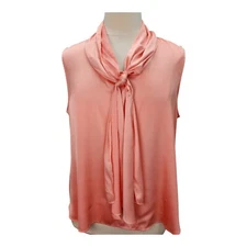 NWT BAR III Blouse SZ XXL Neck Tie Orange Peach Suit Separate Career Office NEW