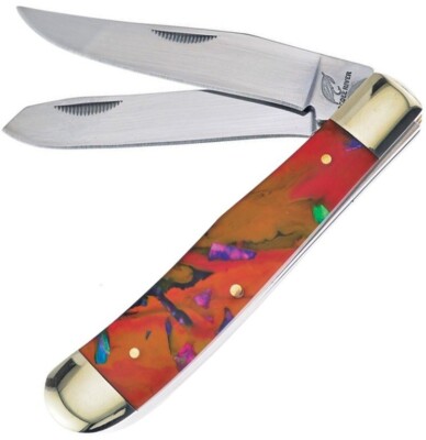 Frost Cutlery Trapper Pocket Knife Stainless Blades Multi-Color Resin Handle
