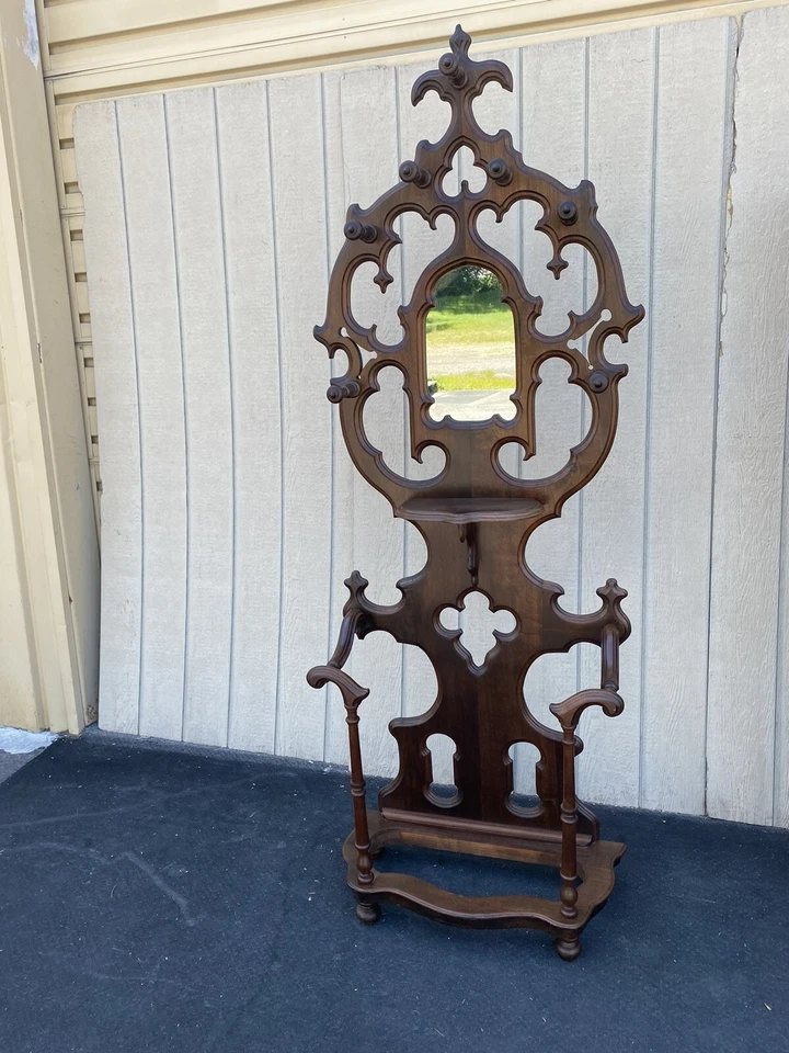 64495 Antiguo Gótico Victoriano Salón Árbol Sombrero Estante Paraguas Soporte Foto 2 de 4