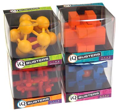 Outset Media IQ Busters Lot 4 Puzzles Hashtag Interlocker Labyrinth Atomiser