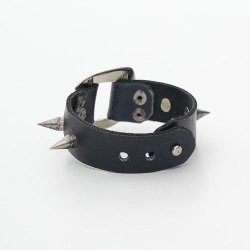 Brazalete de cuero hecho a mano para hombre-Punk gótico pulsera de cuero negro - Imagen 2 de 2