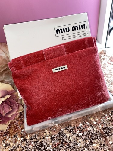 MIU MIU beauty pouch bag pochette morbida rosso fragola borsetta - Foto 3 di 5