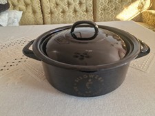 Siegenit Siegwerk Topf Stahl Emaille *Vintage* Schwarz Blau D. 24 cm *RAR*