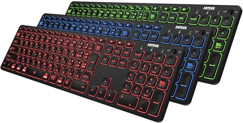 Arteck 7 Color Backlight Adjustable Brightness Multiple Device Wireless Bluetoot