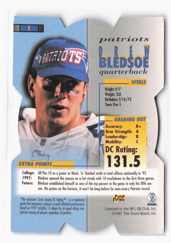 1998 Pro Line DC III Retail #1 Drew Bledsoe New England Patriots - Image 2 of 2