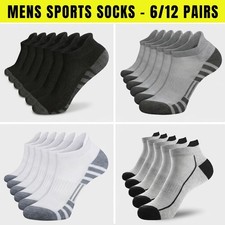 12 Pack Mens Trainer Socks Cushioned Sport Ankle Socks Low Cut Gym Running 6-11