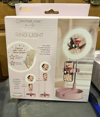 Boutique Home Collapsible Ring Light & Mirror New In Box
