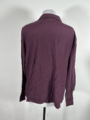 Kate Hill Women’s Purple Color Long Sleeve 100% Silk Button Up Size 18W - Picture 4 of 7