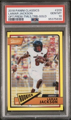 2018 Panini Classic Lamar Jackson Gold /65 PSA10