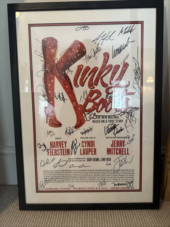 Kinky Boots Poster Broadway Cast Signed Including Billy Porter Framed Dark Wood - Image 2 of 3