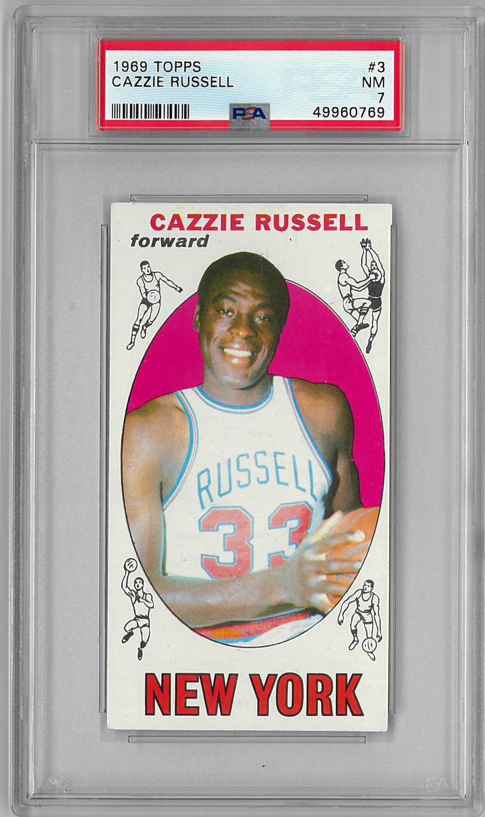 1969 Topps Basketball Cards #3 Cazzie Russell New York Knicks PSA 7 NM