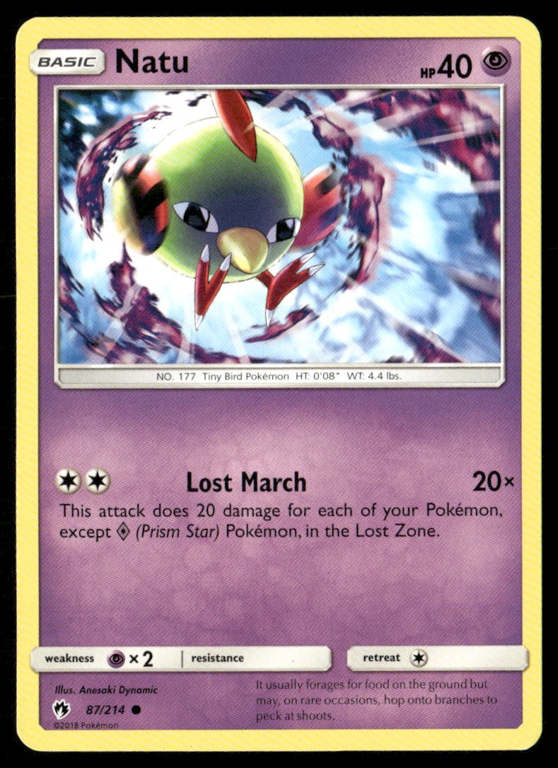 Natu 87/214 Common Lost Thunder Pokemon Lightly Played