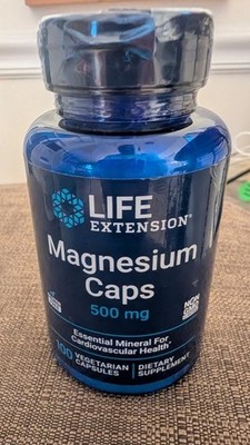 Life Extension Magnesium Caps 500 mg - 100 Vegetarian Capsules - Exp 12/2026