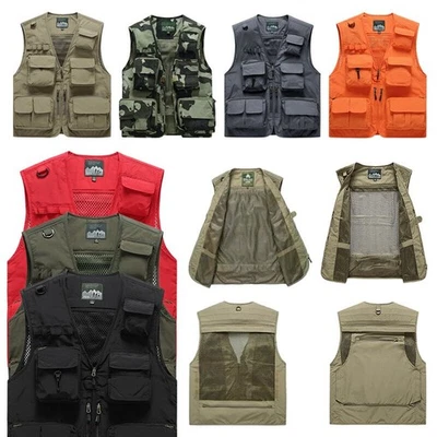 Herren Safari Weste mit Taschen funktionale Arbeitsweste Outdoor-Weste Ärmellos - Bild 1 von 4