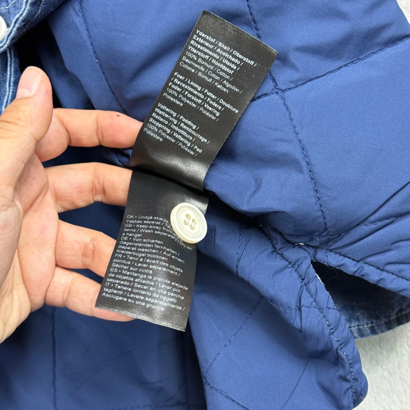 MOS MOSH Gallery Garry Sky Jacket XL Denim Quilted Lined Shacket Casual Designer - product detail image 8