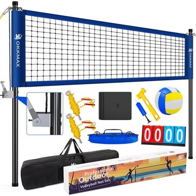 Professional Outdoor Volleyball Net Set with Adjustable Poles & Anti-Sag Desi...