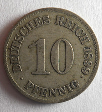 1899 E GERMAN EMPIRE 10 PFENNIG - AU - RARE VINTAGE COIN - Lot #B16