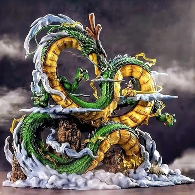 Dragon Ball Z Goku & Shenron Statue Figure   9.5'' Anime Collectible PVC Figure