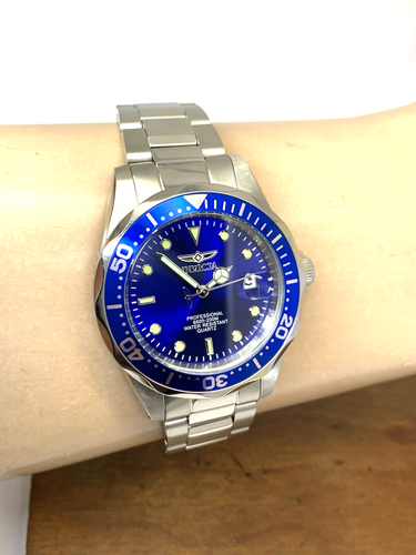Invicta Mens Watch 9204 Pro Diver Quartz Blue Dial Silver Stainless Steel 38mm - Picture 11 of 14