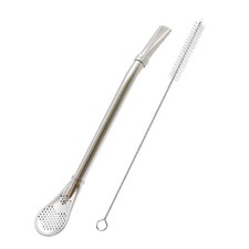 Stainless Steel Straw Spoon with Filter, Yerba Mate One Size, 1Pcs Silver