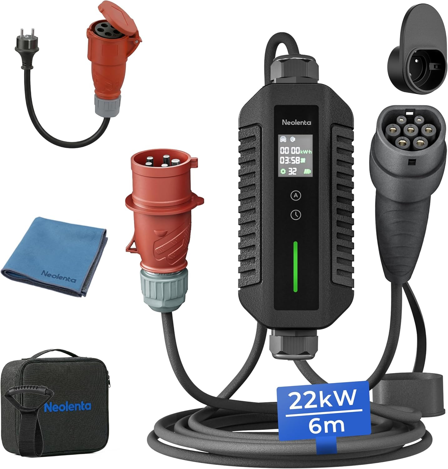 Wallbox Trifase 22 Kw Portatile, Stazione di Ricarica Auto Elettrica Tipo 2 6 M - Miniatura 6