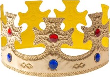 Regal Gold King Crown, Soft Royal Prince Costume Crown for Boys Girls Birthday G