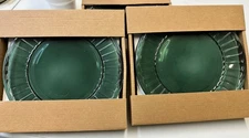 NEW Lot Of 8 PC SET of THICK, HEAVY GREEN GLASS SALAD/LUNCHEON PLATES - 8.25"