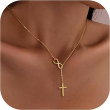 Gold Cross Necklace for Women - Dainty 14K Gold Plated Cross Necklace Layered Be